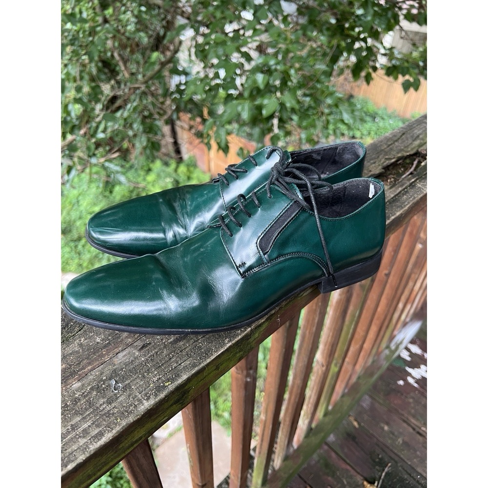 McKanty Italian Green Leather Oxford Derby Shoes Men's EU 42 Lace Up Vintage 8.5